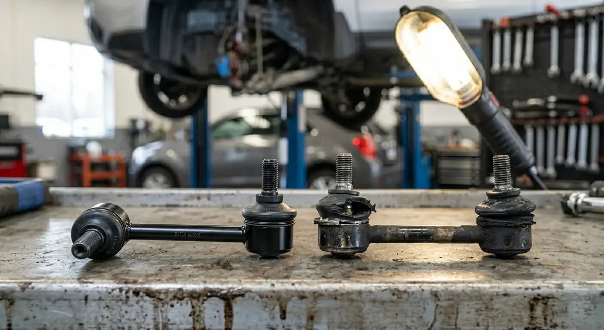 Análise detalhada do conjunto de amortecedor e mola da suspensão de um automóvel no centro automotivo DrexCar.